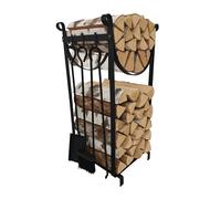 Relaxdays Rack à bois avec outils de cheminée