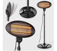 Relaxdays Radiateur infrarouge extérieur chauffage de terrasse 2000 W réglable 170-210 cm sur pied métal noir