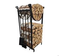 Relaxdays Rack à bois avec outils de cheminée