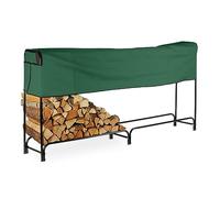 Relaxdays Range-bûches avec Protection, pour extérieur & intérieur, en Acier, H x L x P : 122x250x30 cm, Noir - Vert
