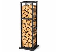 Relaxdays Range-bûches, noir | métal, H x L x P : 120 x 35 x 35 cm, étagère haute pour bois de chauffage, bûches