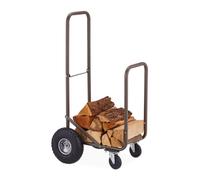 Relaxdays Range-bûches marron sur roues