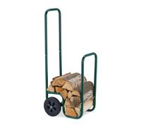 Relaxdays Range-bûches vert foncé sur roues