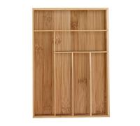 Relaxdays Range-couvert, 6 compartiments, bambou, organiseur de tiroir pour ustensiles, HxLxP 5 x 30,5 x 43 cm, nature