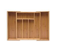 Relaxdays Range-couvert, extensible, organiseur de tiroir en bambou, HLP 5,5 x 39 x 35,5 cm, rangement cuisine, nature