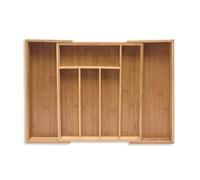 Relaxdays Range-Couvert, Extensible, Organiseur de tiroir Haut en Bambou, 6,5 x 38 x 35,5 cm, Rangement Cuisine, Nature