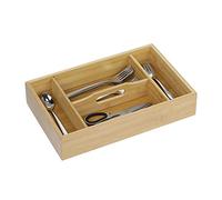 Relaxdays Range-Couvert Poignée de Transport avec 4 Compartiments bois Bambou Nature tiroir range-couverts poignée, couleur naturelle