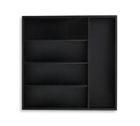 Relaxdays Range-Couverts, 5 Compartiments, Organiseur pour Le tiroir, Bambou et MDF, H x L x P : 4 x 34 x 33,5 cm, Noir