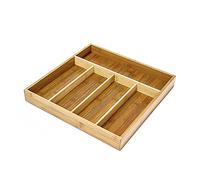 Relaxdays Range-Couverts avec 5 Compartiments en bambou HxlxP : 4 x 34 x 33,5 cm organiseur de tiroir en bois, nature