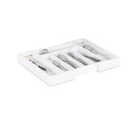 Relaxdays Range-couverts Bambou Blanc Extensible