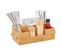 Relaxdays Range-couverts en bambou pour serviettes