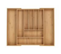 Relaxdays Boîtes à Couverts, Range-Couverts Extensible en Bambou, 7-9 Compartiments, HxLxP: 5x32,5-53,5x43 cm, Naturel