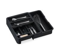 Relaxdays Range-couverts extensible en noir