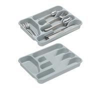Relaxdays range-couverts lot de 2 cinq compartiments pour les ustensiles de cuisine plastique 4 x 25 x 33 cm gris