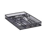 Relaxdays Range-couverts mailles acier métal boîte à couverts bac à couverts HxlxP: 5,1 x 28,6 x 40,6 cm, noir