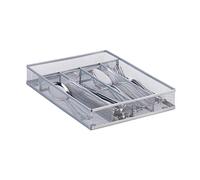 Relaxdays Range-couverts mailles acier métal boîte à couverts bac à couverts HxlxP: 5 x 23,5 x 31,7 cm, argenté
