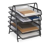 Relaxdays Range-documents, 5 niveaux, porte-lettres, aspect maille, HxLxP : 37,5 x 30 x 35,5 cm, organiseur, noir