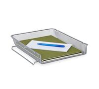 Relaxdays Range-Documents, empilable, Horizontal, Aspect Maille, métal, HxLxP: 6,5 x 28,5 x 34 cm, Format A4, argenté