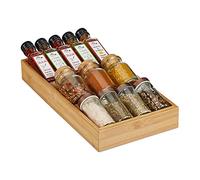 Relaxdays Range-épices pour le tiroir, 3 compartiments, horizontal, en bambou, H x L x P : 5 x 20 x 37 cm, nature