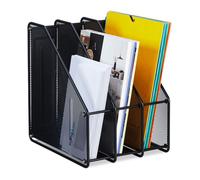 Relaxdays Range-revues à 3 compartiments, format A4, design maille, HLP 31,5x24x29 cm, bureau/télétravail, noir