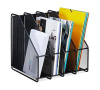 Relaxdays Range-revues à 4 Compartiments, Format A4, Design Maille, HLP 31,5x32x29 cm, Bureau/télétravail