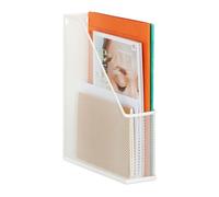 Relaxdays Range-revues à poser design maille blanc