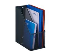 Relaxdays Range-revues en métal 2 compartiments A4, HxLxP : 31,5x14,5x25 cm, porte-magazines design maille, anthracite