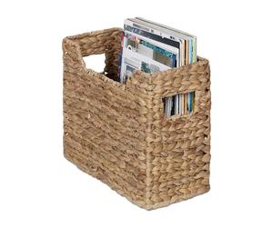 Relaxdays Range-revues, jacinthe d’eau, HxLxP : 25 x 34,5 x 15,5 cm, rangement tressé, organiseur, nature