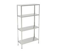 Relaxdays Rangement en métal, 4 Niveaux, Jusqu’à 160 kg, Acier, Stockage pour Le Garage, HxLxP : 150x75x30 cm, argenté