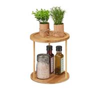 Relaxdays Rangement épices bambou, plan de travail et placards cuisine, rond, 2 étagères, H x D : 22,5 x 20 cm, nature