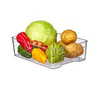 relaxdays Rangement frigo, Organisateur Cuisine, Aliments, HLP 9 x 21,5 x 32 cm, boîte avec poignées, bac, Transparent