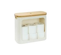 Relaxdays Rangement Papier Toilette, 12 Rouleaux, H x L x P : 36 x 43 x 17 cm, Tissu, Bambou, Panier, Beige