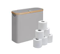 Relaxdays Rangement Papier Toilette, 12 Rouleaux, H x L x P : 38 x 43 x 17 cm, Tissu, Bambou, Panier, Gris