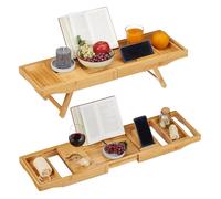 Relaxdays, Rangement pour douche, Caddy de baignoire et plateau de service 2en1 (25 x 114 x 18 cm)