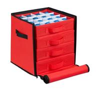 Relaxdays Rangement pour vos boules de Noël 64 compartiments H x L x P : 30 5 x 31 x 30 5 cm rouge et noir