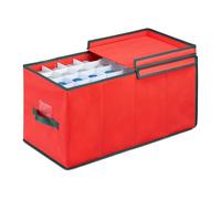 Relaxdays Rangement pour vos boules de Noël, jolie boite, pour 128 boules, H x L x P : 30 x 30 x 60 cm, rouge et vert