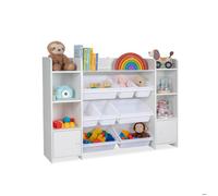Relaxdays Rangement pratique pour la chambre d'enfant, spacieux, H x L x P : 94 x 139 x 30 cm, blanc