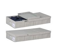 Relaxdays Rangement sous lit, Lot de 2, capacité de Chaque : 50 litres, H x L x P : 15 x 80 x 40 cm, Gris