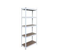 Relaxdays Rayonnage Lourd 180x90x40cm, 875kg, 5 Niveaux, pour Cave/Garage, à emboîter, Blanc/Marron