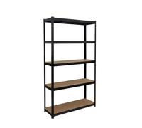 Étagère pour charges lourdes Relaxdays, H x l x P : 200 x 120 x 60 cm, 875 kg, 5 niveaux, étagère de rangement pour cave, à assembler, noir/marron