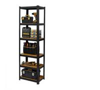 Relaxdays Rayonnage lourd, 500 kg, H x L x P 200 x 60 x 60 cm, noir/marron | 5 niveaux, aspect bois, rayonnage de rangement, acier et MDF