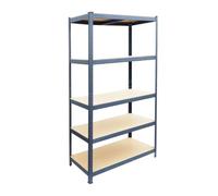 Relaxdays Rayonnage pour charges lourdes, 180 x 100 x 30 cm, anthracite | Charge 875 kg, 5 niveaux MDF, rayonnage de cave à emboîter, acier, garage, atelier
