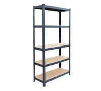 Relaxdays Rayonnage pour charges lourdes, H180 x L75 x P30 cm, anthracite | Charge 875 kg, 5 niveaux MDF, rayonnage de cave à emboîter, acier, garage, atelier