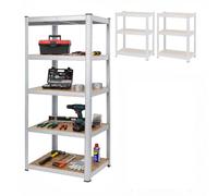 Relaxdays Rayonnage Robuste, 5 Niveaux, 200 x 90 x 60 cm, Argent | Jusqu'à 875 kg, cave et garage, rayonnage de stockage, acier
