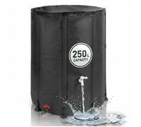 Relaxdays récupérateur d'eau Pliable 250 L, Jardin & Balcon, 2 robinets, PVC, Couvercle zippé Anti-Feuilles, Noir