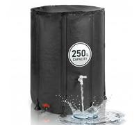 Relaxdays récupérateur d'eau Pliable 250 L, Jardin & Balcon, 2 robinets, PVC, Couvercle zippé Anti-Feuilles, Noir