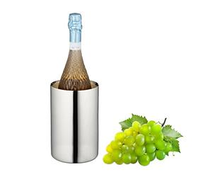Relaxdays Refroidisseur à vin (Mousseux), Seau en Acier Inoxydable, Double paroi, HxD : 18,5x12 cm, Brillant, argenté