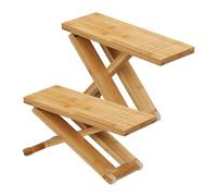 Relaxdays Repose-Pied de Toilette, Lot de 2, Pliable, Tabouret WC, pour Adultes, en Bambou, 23 x 12 x 31 cm, Nature