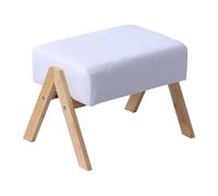 Relaxdays repose-pieds rembourré, pieds en bambou, 40x28x30 cm, couloir/salon, tabouret d'appoint crème/naturel