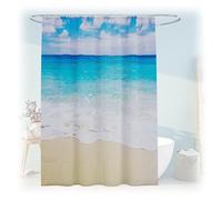 Relaxdays Rideau de Douche, Lavable, antimoisissure, Plage, 12 Crochets, Dimensions 180 x 200 cm, Multicolore